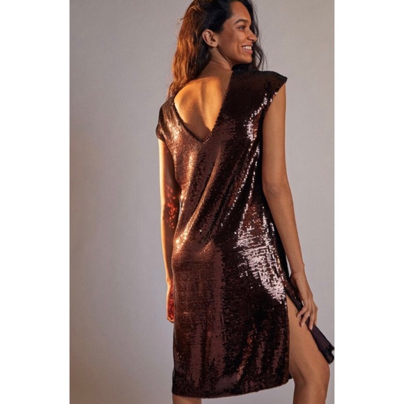 NWT ANTHROPOLOGIE MAEVE KARA SEQUINED MINI DRESS IN WINE - Picture 3 of 10